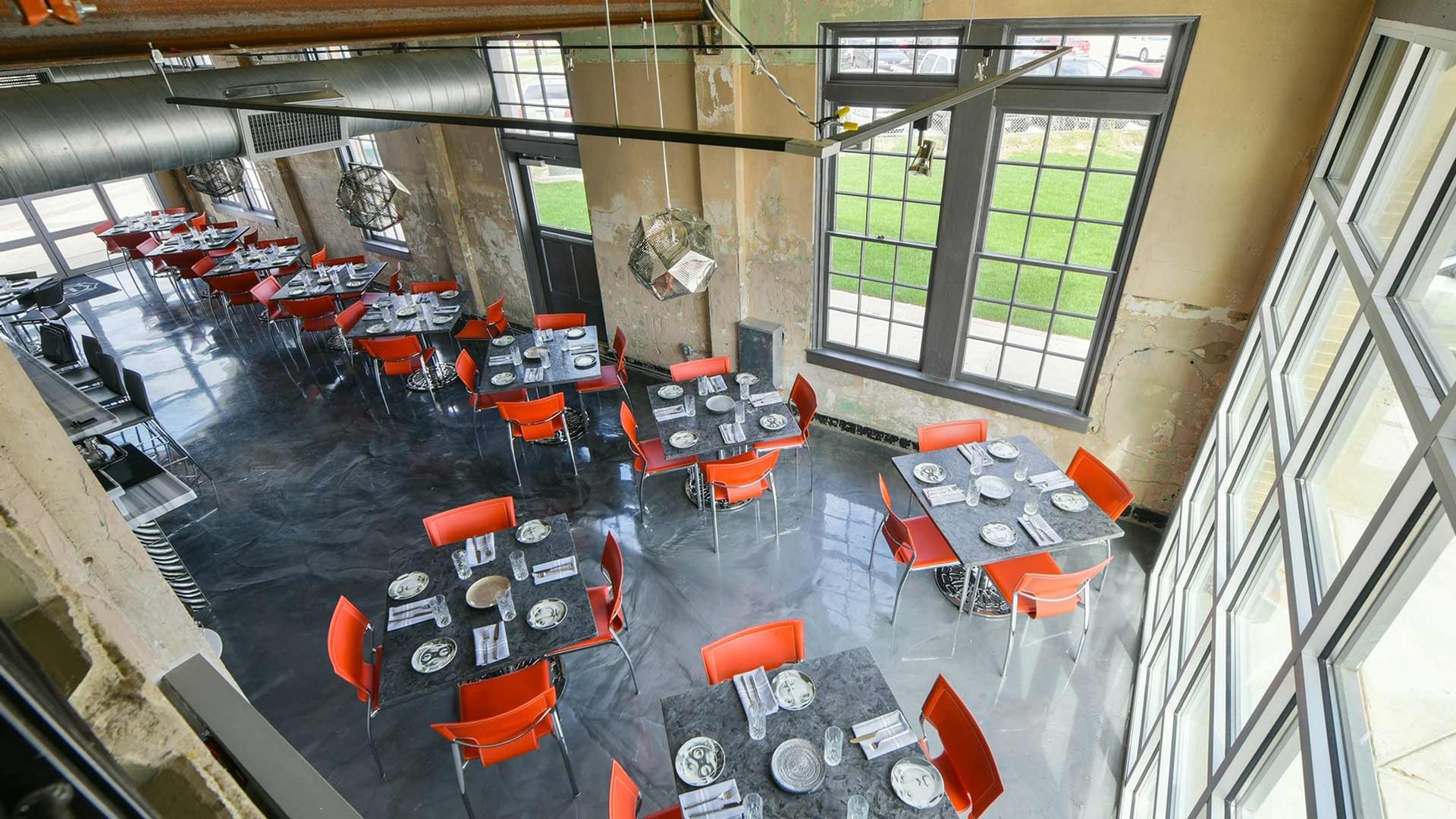 The dining room in the old apparatus bay