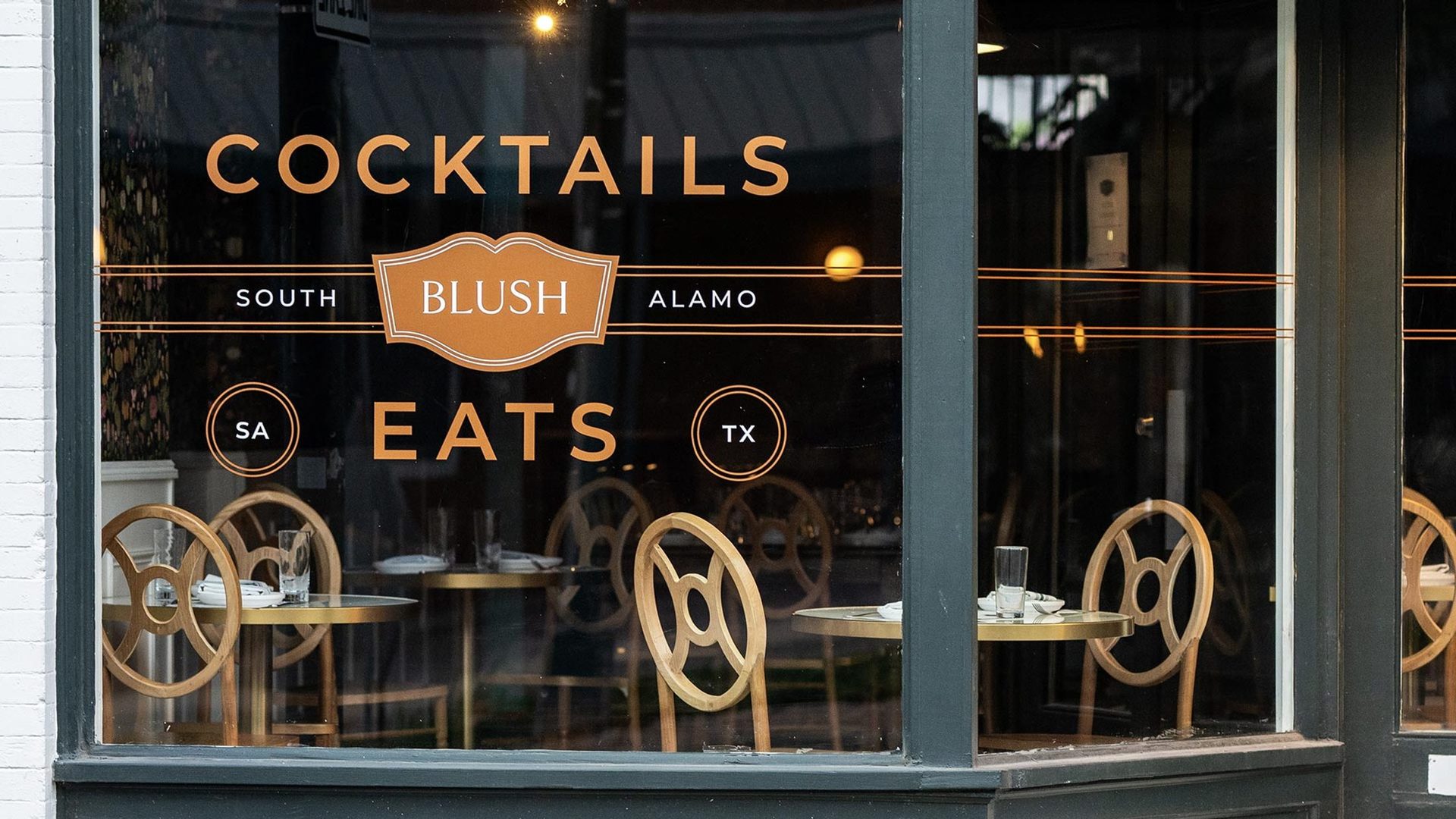 COCKTAILS · SOUTH BLUSH ALAMO · EATS window graphics