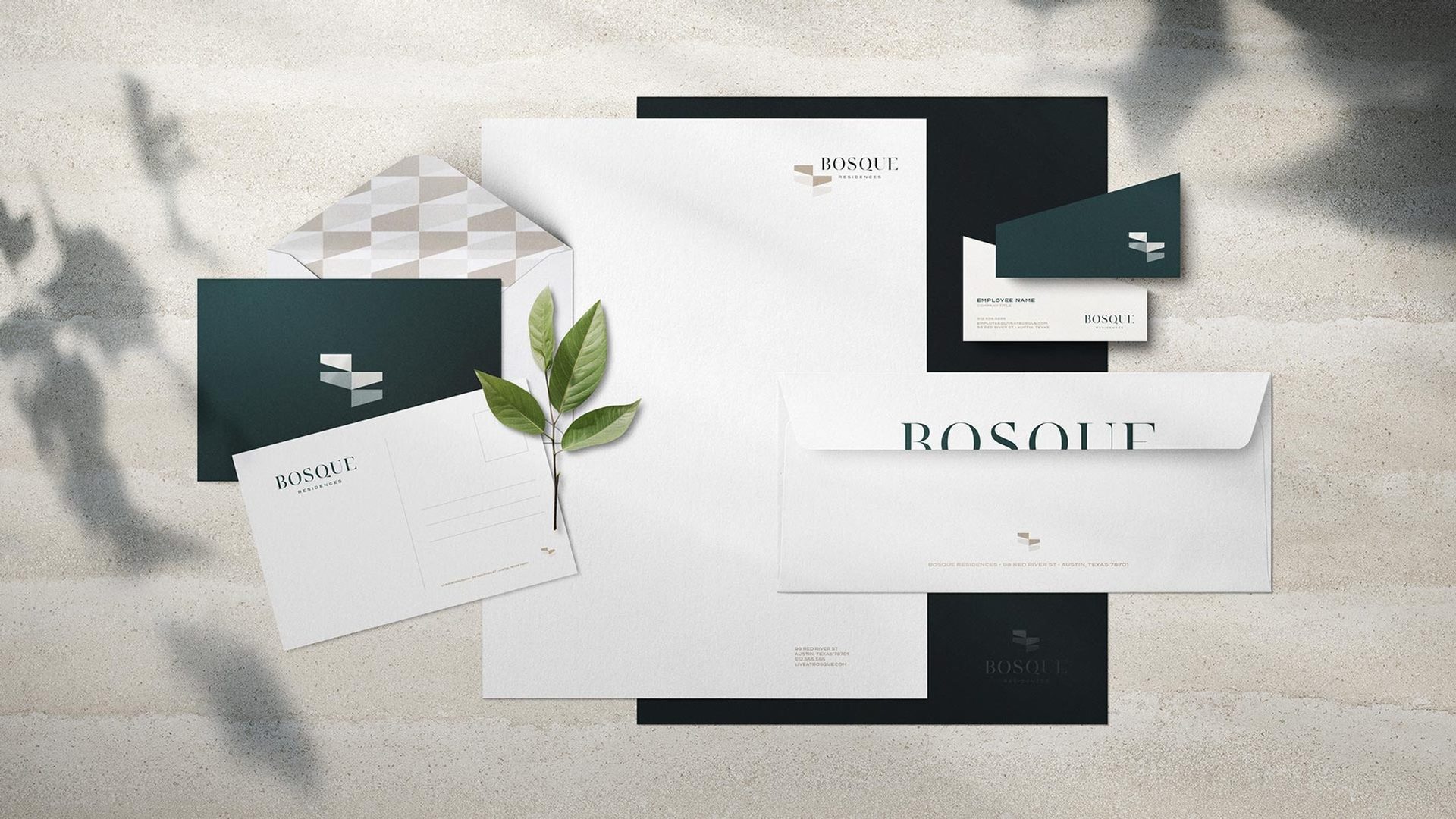 The Bosque stationery suite