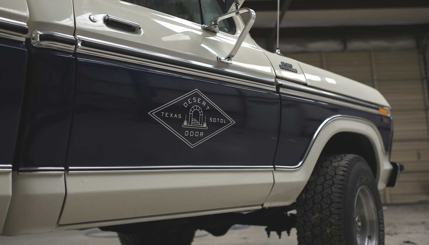 The Desert Door mark applied to the truck door