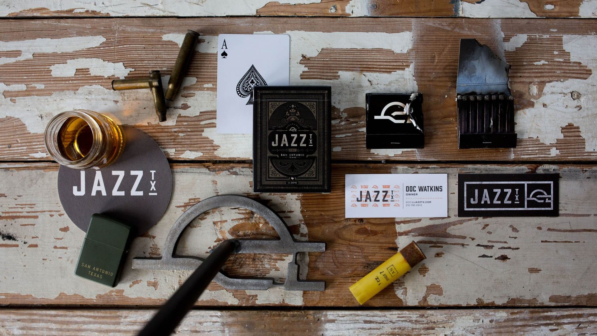 The collateral: cards, matches, coasters, the deck